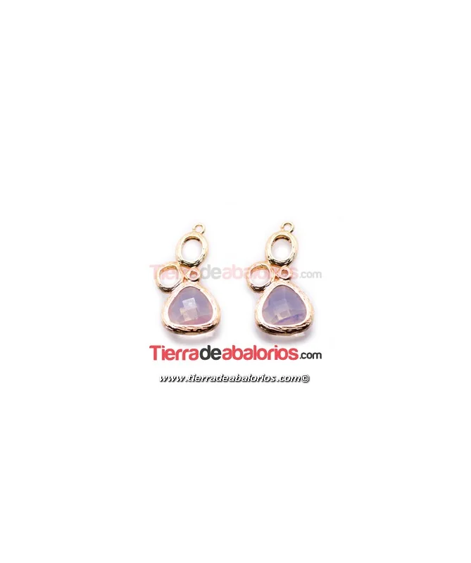 Colgante 25x11mm con Piedra Engarzada Rosa Opal, Dorado