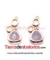 Colgante 25x11mm con Piedra Engarzada Rosa Opal, Dorado