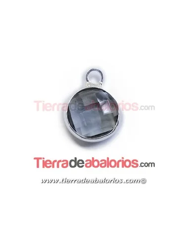 Colgante Cristal Facetado 8mm Black Diamond, Plateado