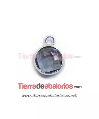 Colgante Cristal Facetado 8mm Black Diamond, Plateado Colgante Cristal Facetado 8mm Black Diamond, Plateado