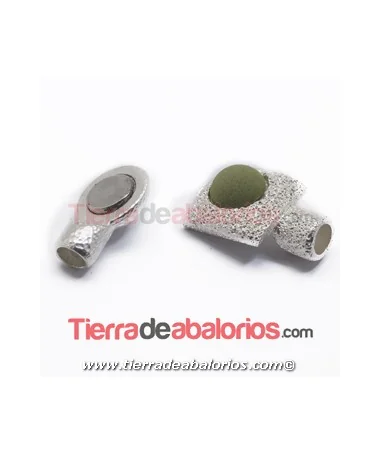 Cierre con Imán Rugoso para Cabujón de 10mm, Plateado Cierre con Imán Rugoso para Cabujón de 10mm, Plateado