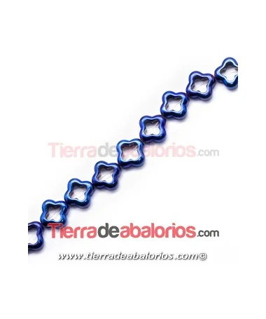 Hematite Pasador Hueco 12mm Agujero 1,5mm Azul Metalizado