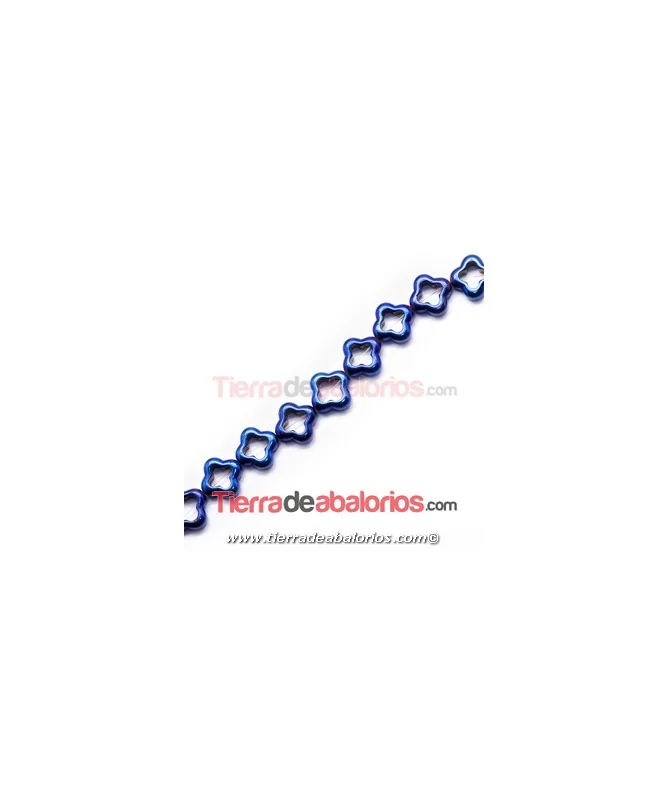 Hematite Pasador Hueco 12mm Agujero 1,5mm Azul Metalizado