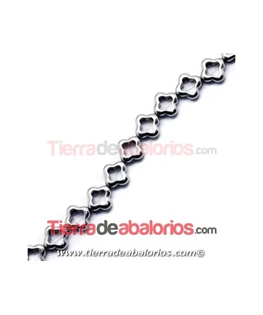 Hematite Pasador Hueco 12mm Agujero 1,5mm Plata Metalizado