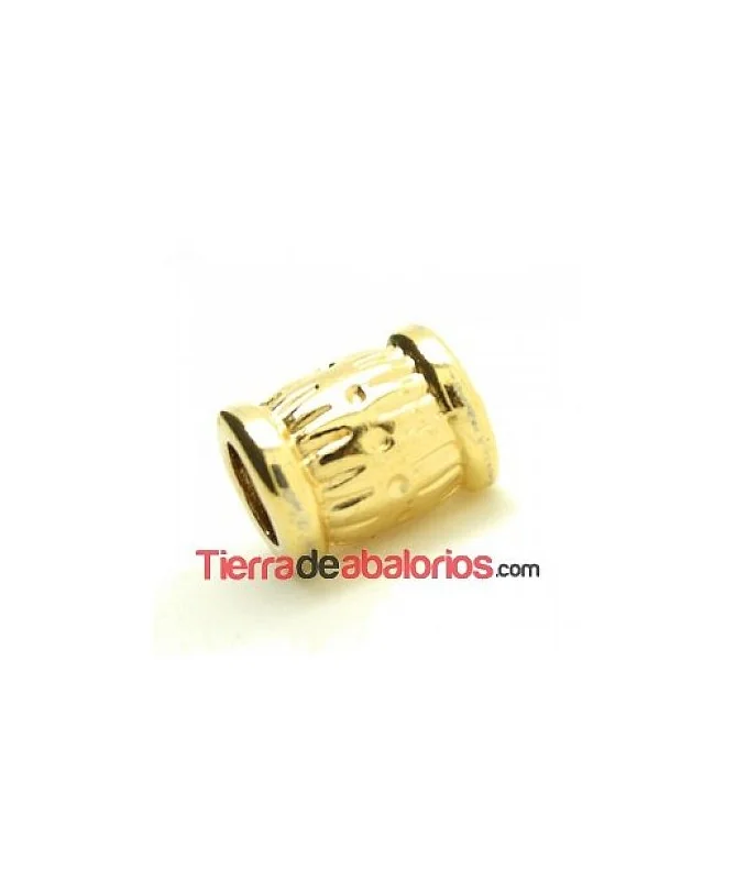 Barril 10x9mm Agujero 5mm Dorado