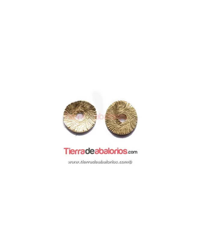 Moneda Curvada 8mm, Agujero centro 1,3mm Plata Matizada Oro