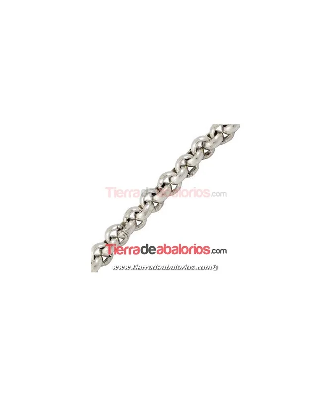 Cadena Eslabón Rulot 7mm Baño de Plata (20cm) Cadena Eslabón Rulot 7mm Baño de Plata (20cm)