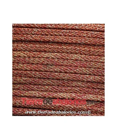 Cordón de Poliester Trenzado Plano 5mm Teja, Ocre y Plata