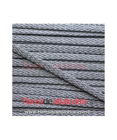 Cordón de Poliester Trenzado Plano 5mm Plateado