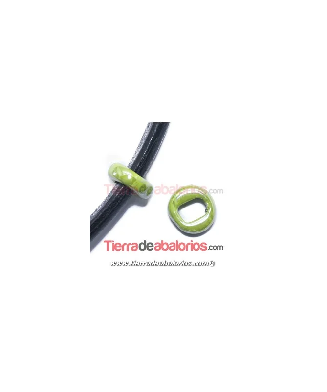 Cerámica Aro 18mm Agujero 10x7mm Verde Oliva