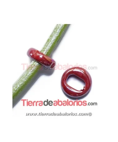 Cerámica Aro 18mm Agujero 10x7mm Rojo Carmín Cerámica Aro 18mm Agujero 10x7mm Rojo Carmín