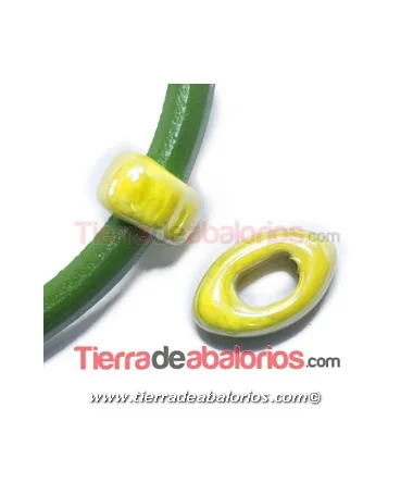 Cerámica Eye 26x16x10mm Agujero 11x7mm Amarillo