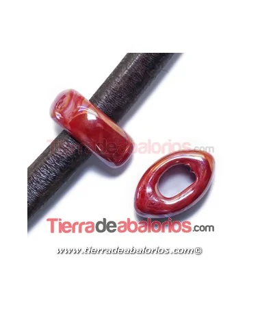 Cerámica Eye 26x16x10mm Agujero 11x7mm Rojo Carmín Cerámica Eye 26x16x10mm Agujero 11x7mm Rojo Carmín