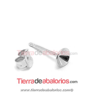 Pendiente Cono 6mm Sin Anilla, Plata de Ley