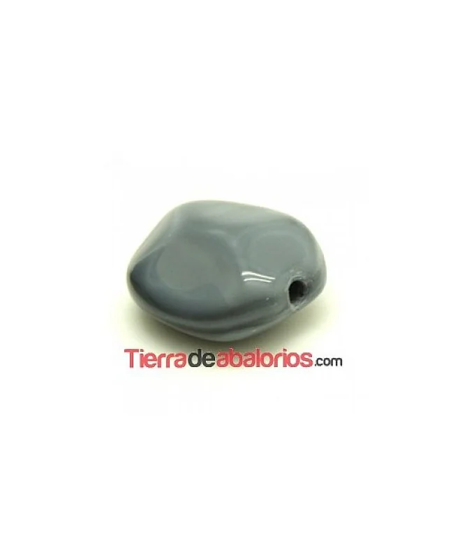 Barroca Nacarada 26x20mm Agujero 3mm Gris Oscuro