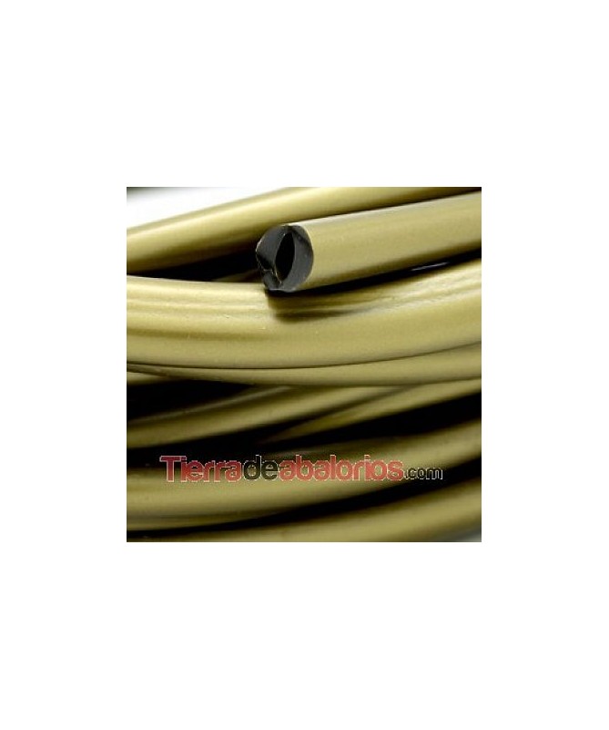 Cordón Regaliz de Caucho 10x7mm Hueco 4mm Oro Viejo(metro)