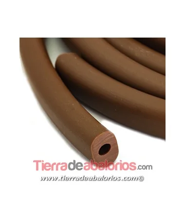 Cordón Regaliz de Caucho 10x7mm Hueco 4mm Marrón Mate(metro)