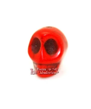 Calavera Howlita 12x9mm Agujero 1mm Roja