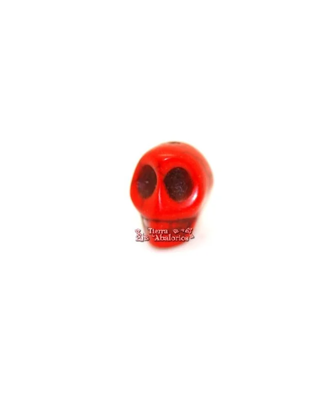 Calavera Howlita 12x9mm Agujero 1mm Roja Calavera Howlita 12x9mm Agujero 1mm Roja