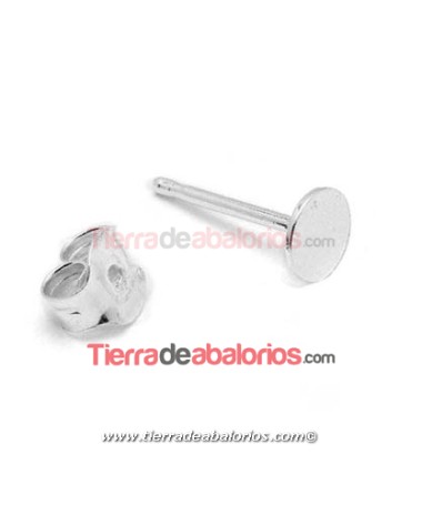 Pendiente Base Plana 5mm, Plata de Ley