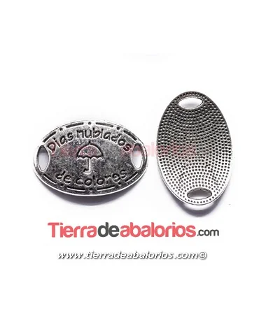 Entrepieza Oval Curvada 35x23mm Días Nublados... Plateada Entrepieza Oval Curvada 35x23mm Días Nublados... Plateada