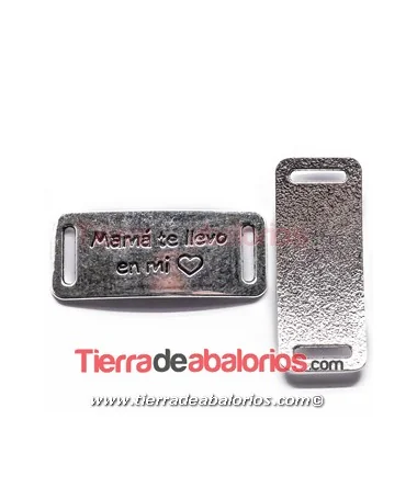 Entrepieza Curvada 40x11mm Mamá... Plateado Brillante