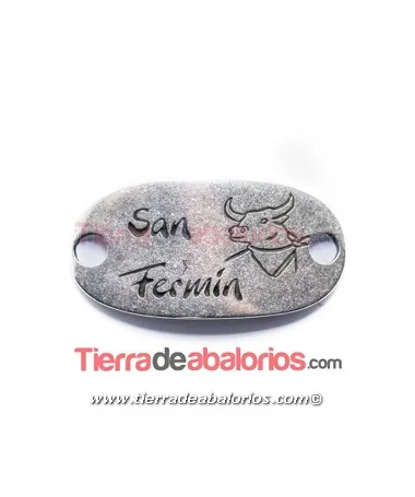 Entrepieza Oval Curvada 38x19mm San Fermín, Plateada Entrepieza Oval Curvada 38x19mm San Fermín, Plateada