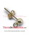 Pendiente Bola 4mm con Anilla, Plata Baño Oro 24k.