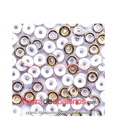 Whell Beads 6mm White Capri Gold (5grs)