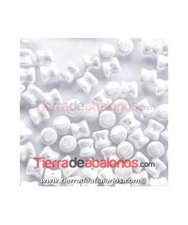 Pellet Diabolo Beads 4x6mm Chalk White AB Luster (50 uds)
