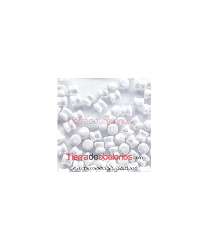 Pellet Diabolo Beads 4x6mm Chalk White AB Luster (50 uds)