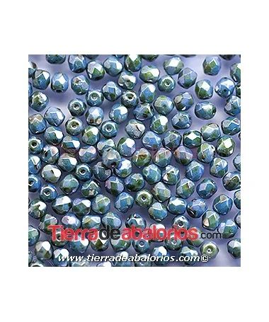 Facetada 4mm Turquesa Oscuro Picasso Facetada 4mm Turquesa Oscuro Picasso