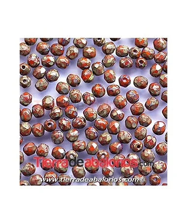 Facetada 4mm Opaque Orange Travertin