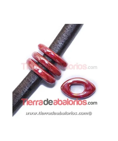 Cerámica Eye 26x16x5mm Agujero 11x7mm Rojo Carmín