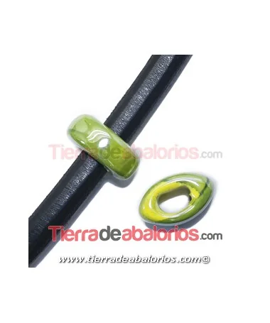 Cerámica Eye 26x16x10mm Agujero 11x7mm Shiny Green