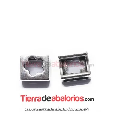 Entrepieza Pasador Flor 12x13mm Agujero 10x2mm, Plateado