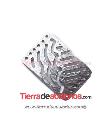 Entrepieza Curvada Filigrana Rugosa 30x20mm, Plateada Entrepieza Curvada Filigrana Rugosa 30x20mm, Plateada