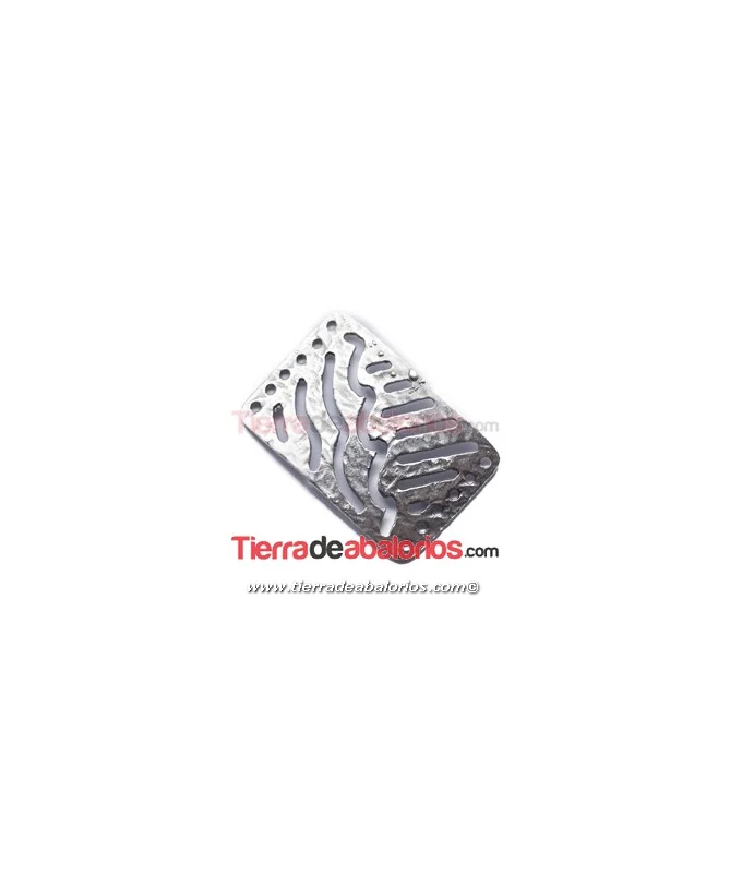 Entrepieza Curvada Filigrana Rugosa 30x20mm, Plateada