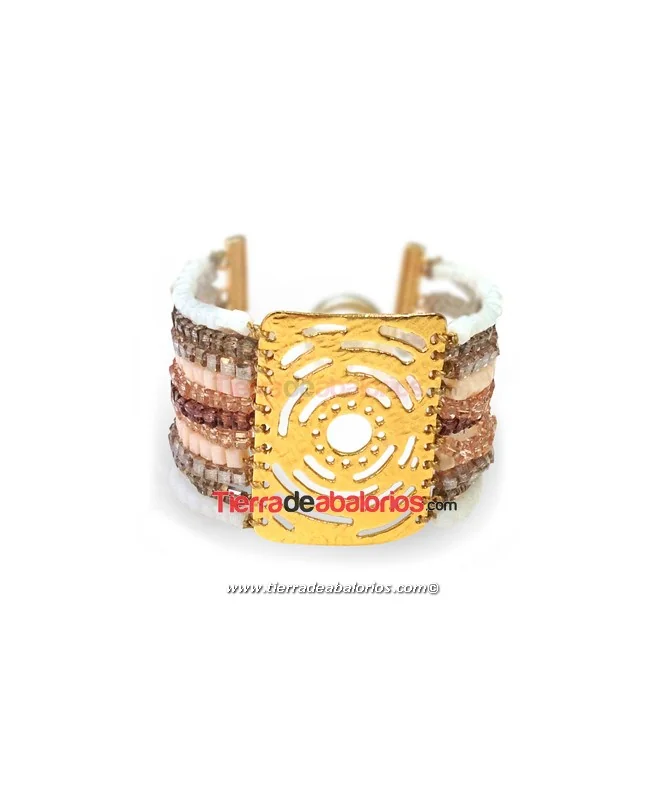 Entrepieza Curvada Filigrana Rugosa 30x42mm, Plateada