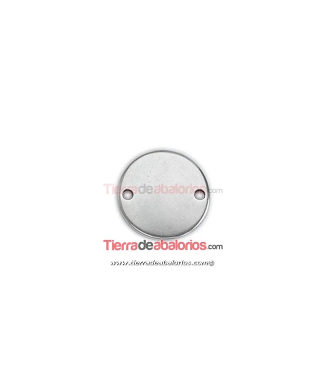 Chapa Conector Moneda 26mm, 2 Agujeros de 2,6mm, Plateada