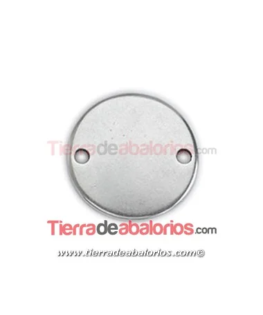 Chapa Conector Moneda 26mm, 2 Agujeros de 2,6mm, Plateada