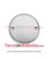 Chapa Conector Moneda 26mm, 2 Agujeros de 2,6mm, Plateada