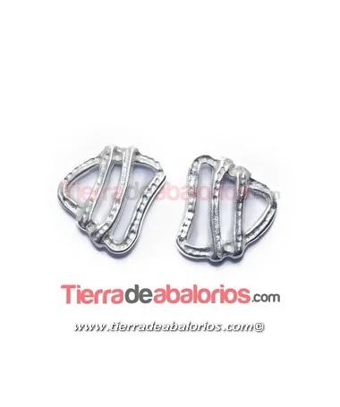 Entrepieza Eslabón Irregular 16x14mm Plateada Entrepieza Eslabón Irregular 16x14mm Plateada