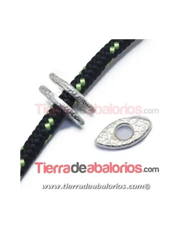 Entrepieza Ojal Martillado 19x10mm, Agujero 5mm, Plateado