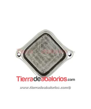 Conector 42x37mm para Cabujón de 25mm, Plateado Conector 42x37mm para Cabujón de 25mm, Plateado