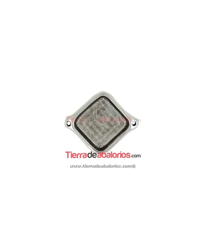 Conector 42x37mm para Cabujón de 25mm, Plateado