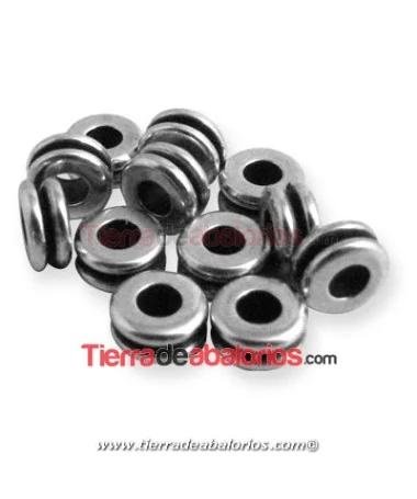 Donut 6x3mm Agujero 2,6mm, Plateado (50 uds) Donut 6x3mm Agujero 2,6mm, Plateado