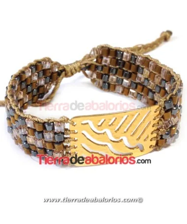 Entrepieza Curvada Filigrana Rugosa 30x20mm, Dorada