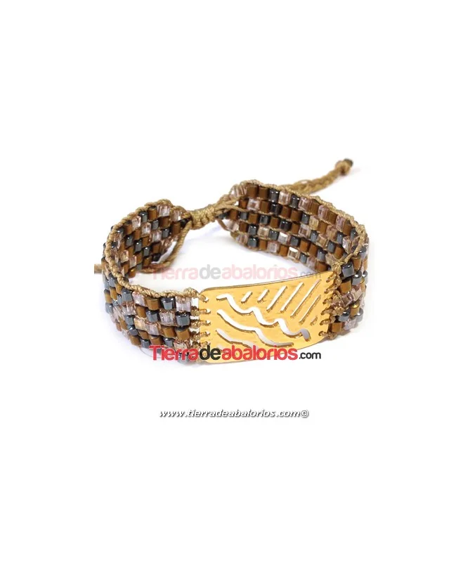 Entrepieza Curvada Filigrana Rugosa 30x20mm, Dorada