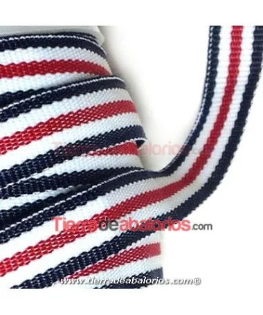 Cinta Sintética 10mm Marinera (Rojo, Blanco y Azul Marino)